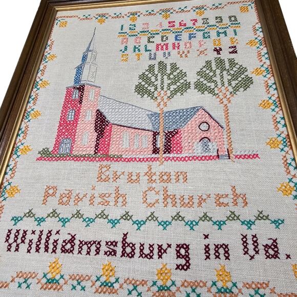 Vintage Colonial Williamsburg Framed Cross Stitch Set of 2 - Picture 7 of 13
